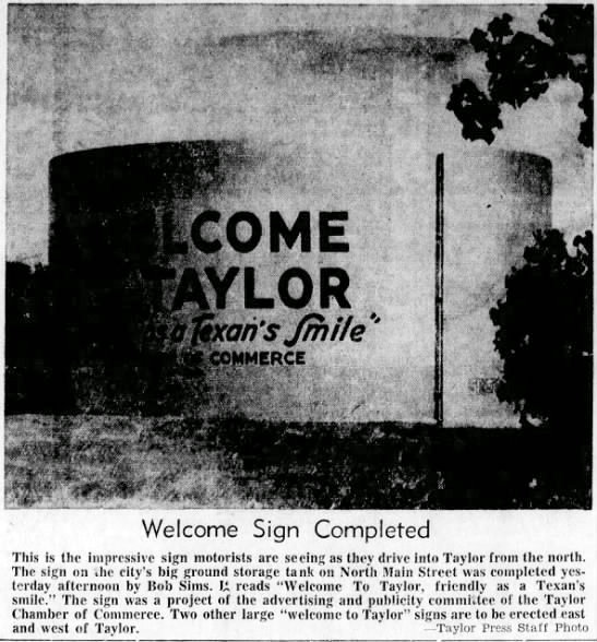 Welcome to Taylor:  Friendly as a Texan's Smile!